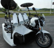 Drum kit sidecar adds musical ecstasy to BMW motorcycle