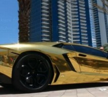 Golden foil wrapped Lamborghini Aventador is sheer elegance