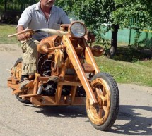 Hungarian DIYer builds functional chopper with locust wood, Fiat heartbeat