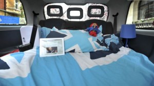 David Weekes's texi as hotel room