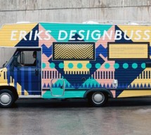 Old mobile home retrofitted as design studio on wheels