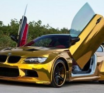 Tuned BMW M3 gets bling wings with gold vinyl wrap