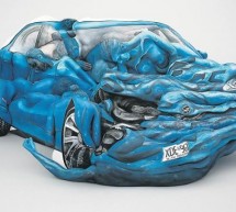 Human Body Crash sculpture resembles a wrecked car every bit