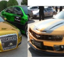 Blinged wheels: Gold plated Camaro SS and Audi A6L from China
