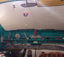 A teenager, his brush and a small room that resembles VW Beetle cabin