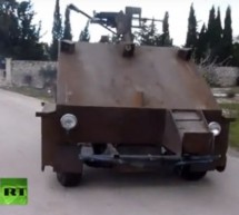 Syrian rebels build tank in backyard using car chassis, game controller