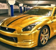 Car wrapper WrapStyle gives Nissan GT-R gold vinyl wrap