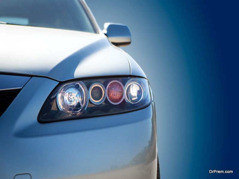 blue modern car closeup