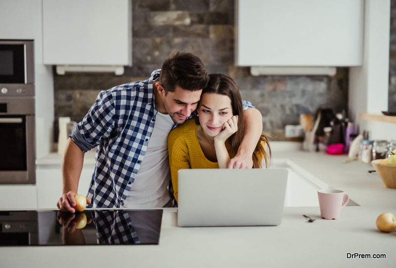 couple checking website