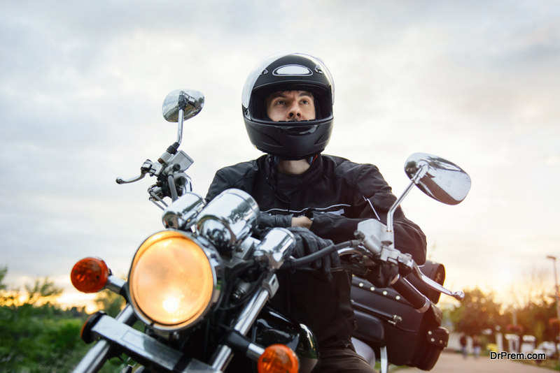 Biker in helmet